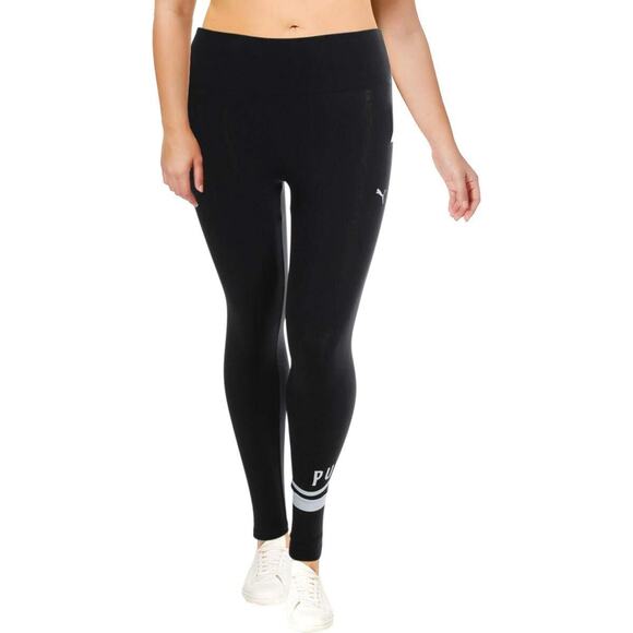 PUMA Women's SWAGGER LEGGINGS Pants F cotton Black/White Size M 12769 - Picture 1 of 2